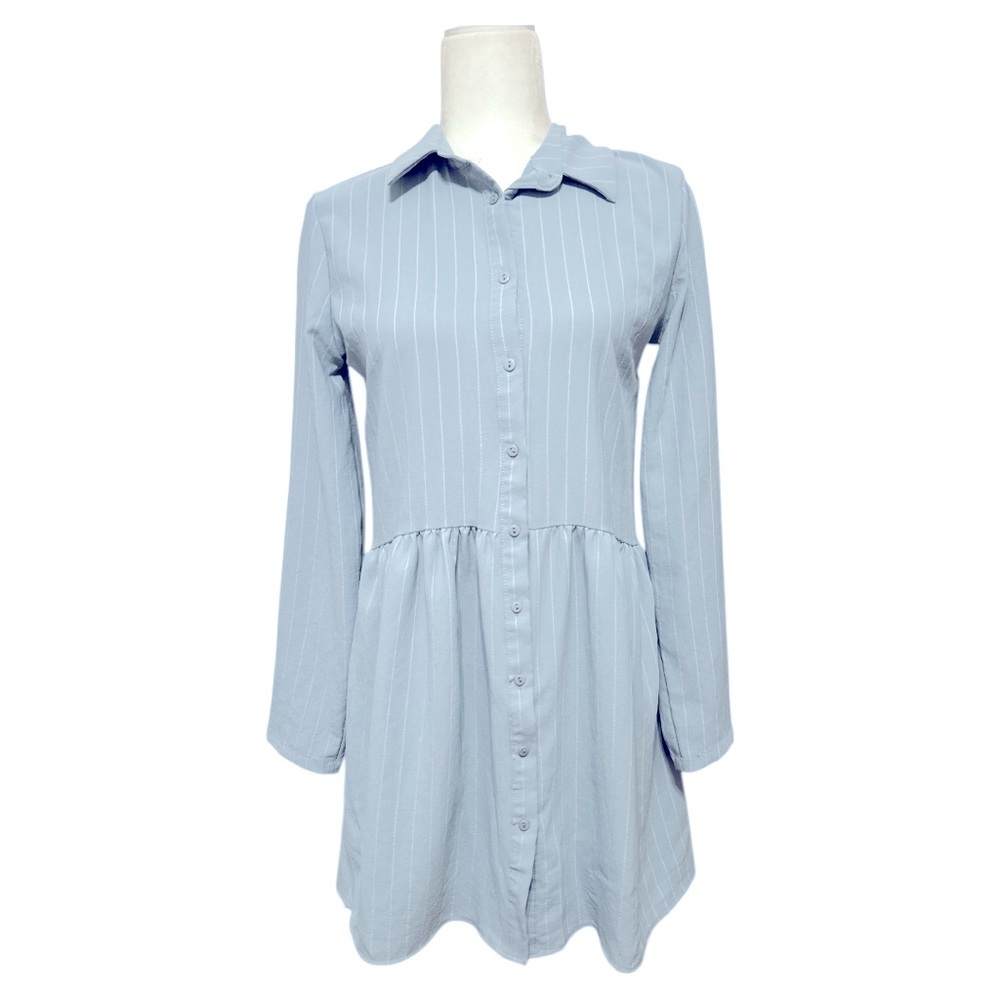 REFKA  blue white pinstriped shirt dress size 6